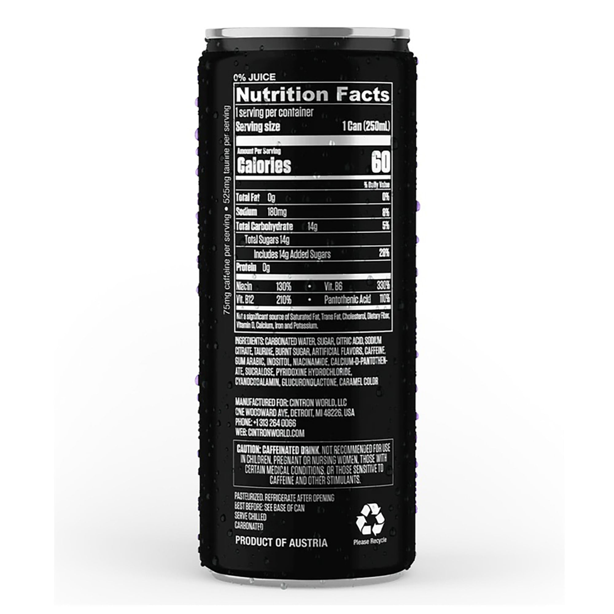Cintron Sparkling Energy Drink Classic 6PK-Fashion & Function plus Socially Responsible, Great Taste, Healthy Alternative W/ Less Calories, Sugar & Caffeine Levels BUT Delivers Long-lasting Energy