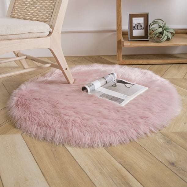 Deluxe Soft Faux Sheepskin Fur Series Decorative Indoor Area Rug 3 x 3