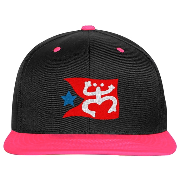 Embroidered Puerto Rican FLAG with Taino Frog Logo-EM-0034-Black-Pink