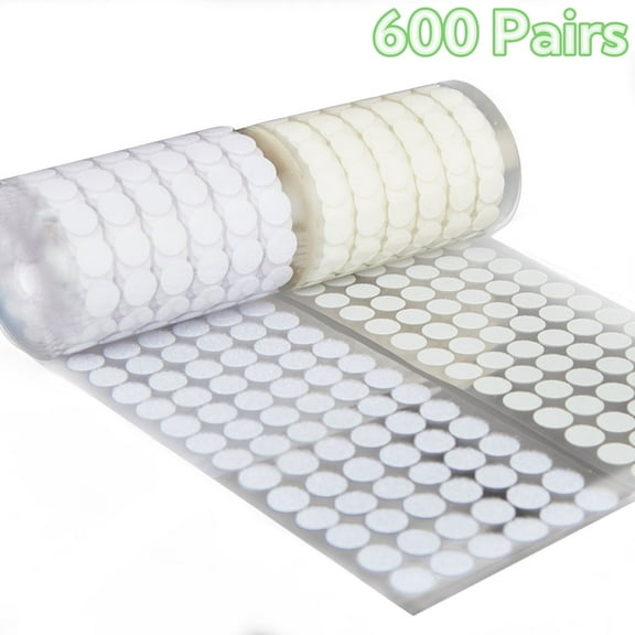 Hook and Loop Fastener Self Adhesive Round Circle Sticky Sticker Dots for Arts and Crafts School Classroom Home Office 600 Pairs