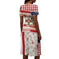 thumbnail image 5 of Fourth Of July Outfits for Women Red White and Blue Print Deep V Neck Dress Usa Flag Midi Cover Ups Dress Cocktail Party Dress, 5 of 5