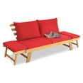 thumbnail image 2 of Spaco Adjustable Patio Convertible Sofa with Thick Cushion -Red, Sectional Sofa Set with Ottoman, 2 of 8