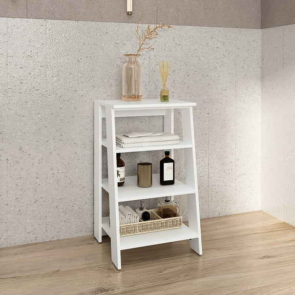 White 4 Shelf, 30" High For Bathroom & Living Room - Space Efficient Elegant Management