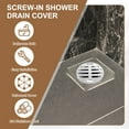 thumbnail image 4 of Tapa de desagüe de piso 5" x 3.9" (110 boca plana), 1 pieza de coladores de drenaje redondos de acero inoxidable 304 anti-obstrucción para exteriores, baño, cocina, lavabo, paisajismo, plateado, 4 of 6