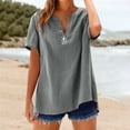 thumbnail image 4 of Gray Womens Tops Loose Button Shirt Top Stand Solid Color Sleeve Collar Casual Women's Shirt Women's Shirt Shirts for Women, 4 of 4