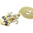 thumbnail image 3 of Iced Gold Plated Egyptian Anubis Cubic Zirconia Pendant & 3mm 20" Cuban Bling Chain Hip Hop Necklace, 3 of 4