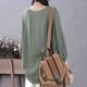 thumbnail image 5 of Camiseta de Cuello Redondo de Manga de Encaje de Color Sólido de Cinco Cuartos para las Mujeres, Camisetas de Manga de Encaje para las Mujeres Casual de Moda Primavera Verano, 5 of 7