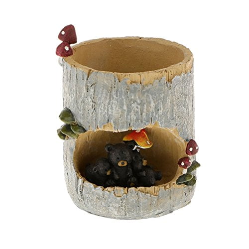 Tinksky Cute Black Bear Flower Sedum Succulent Pot Planter Bonsai Trough Box Plant Bed... by