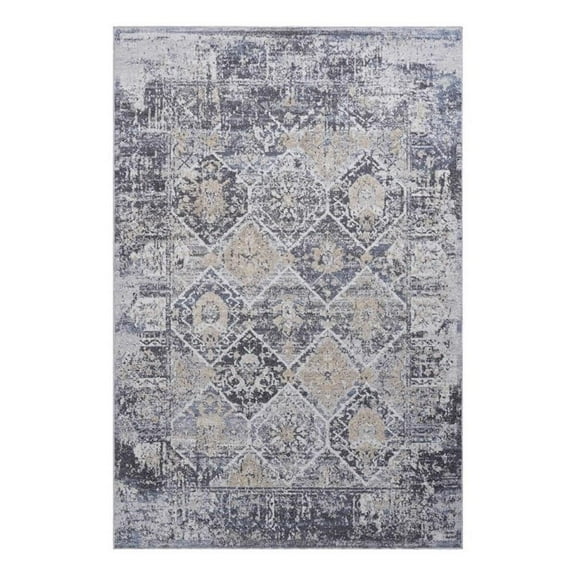 Bunyan Collection Traditional Vintage Gray/Blue Area Rug (5'3'' x 7'6'')