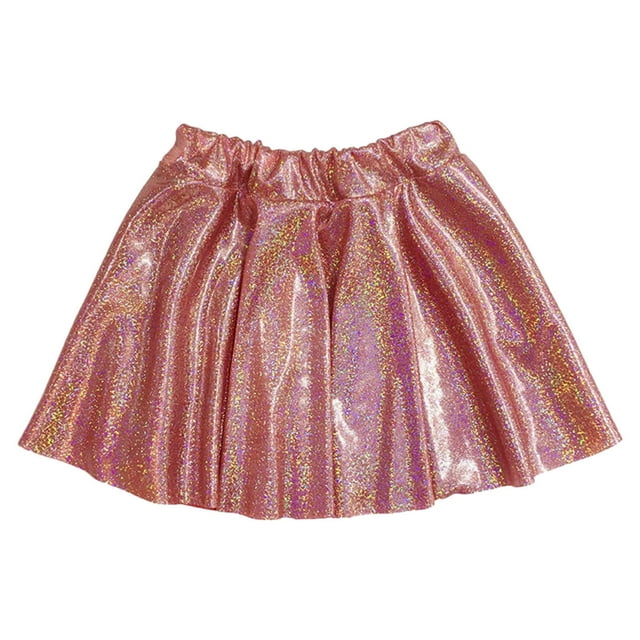 2DXuixsh Jupe Fille Décontractée Ligne A Évasée Robe de Fête Enfants Vacances Bloc de Couleur Tutu Carnaval Danse Performance Poncho Cheerleader Paillettes Jupe Plissée Rouge Taille TTP
