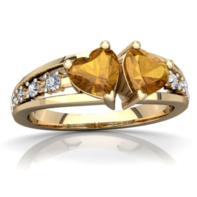 Citrine Heart to Heart Ring in 14K Yellow Gold by