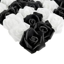 Bright Creations Black & White Roses Stemless Foam Rose Heads - 100 Pack, 3 in Polyethylene Craft Foam - Faux Flowers for DIY Arrangements & Wedding Flowers