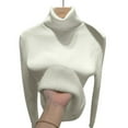 thumbnail image 4 of Oversized Sweaters For Women Plus Size Turtleneck Winter Sweater Elegant Thicken Velvet Lined Warm Sueter Knitted Pullover Slim Tops Knitwear White, 4 of 5