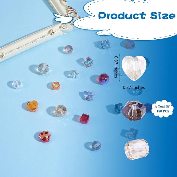 180Pcs Glass Beads AB Color Beads for Jewelry Making Assorted Loose Beads with Container Box for DIY Necklaces Bracelets Earrings Bulk Beads for DIY Crafts Mixed Colors