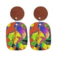 thumbnail image 1 of Dsscvnef Border Mother's Day Mom Gift Translucent Glass Texture Colorful Floral Art Retro Ethnic Style Earrings, 1 of 6