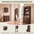 thumbnail image 7 of Aitjunz Over the Toilet Storage Cabinet, Modern Bathroom Organizer with 2 Fluted Doors, Adjustable Shelf and Open Storage Shelf, Freestanding Space Saver Cabinet for Small Bathroom, 7 of 7
