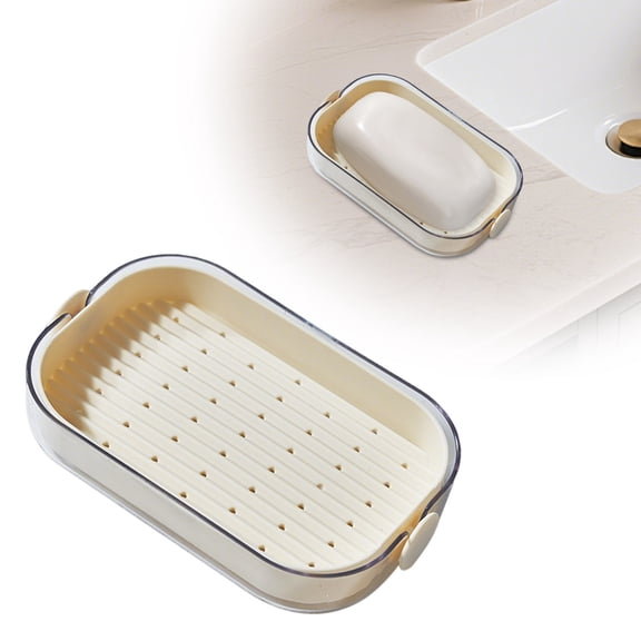 Double Layer Soap Storage Rack - Bathroom Countertop Soap Box with Drain Tray, Household Soap Organizer Holder for Sink, Kitchen, Hotel Bathroom Decor