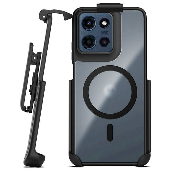 Encased SlimShield for Moto G Stylus 2025 Case with Belt Clip (Compatible with MagSafe) Dual Hybrid Magnetic Cover and Phone Holster (Black)