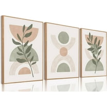 Hieng Boho Wall Art, Abstract Wall Art, Green Botanical Neutral Canvas Wall Decor, Large Mid Century Plant Pictures, Modern Minimalist Paintings, for Bedroom Living Room Bathroom (only canvas)