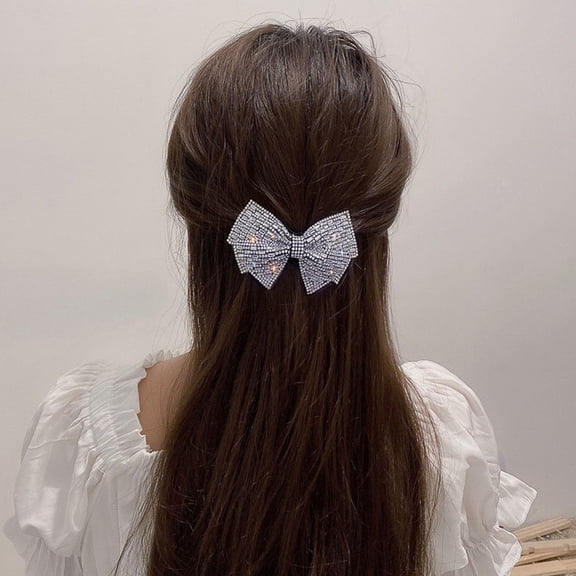 FRCOLOR  2 Pcs Gems Hair Bow Clips Decorative Bowknots Headdress Accessory Bride