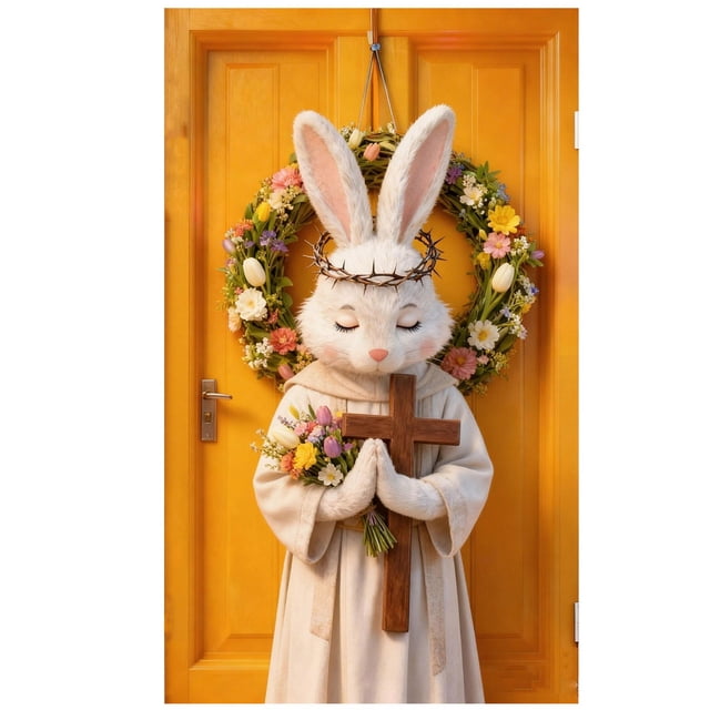 SIfdSeng Rideau de Porte Lapin de Pâques Suspendu pour la Maison Intérieur Extérieur Fête Festive