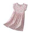 thumbnail image 5 of Bovxnpu Girls Dresses Summer Outfits Cotton Short Sleeve Sundress Ruffle Sleeves Floral Crewneck Sundress, 5 of 5