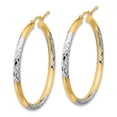 thumbnail image 2 of Primal Gold 10 Karat Yellow Gold and Rhodium Diamond Cut 3mm Hoop Earrings, 2 of 4