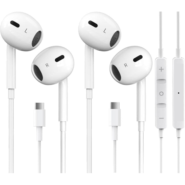 Auriculares USB-C Pcwfbzf, paquete de 2, con micrófono y control de volumen