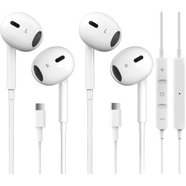 Auriculares USB-C Pcwfbzf, paquete de 2, con micrófono y control de volumen