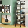 thumbnail image 5 of Rolling Pantry Storage Cart - 5-Tier Metal Portable Pantry Organizer with Wheels, Multi-Functional Storage Trolley for Kitchen, Office (Black), 5 of 10