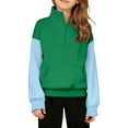 thumbnail image 2 of Half Zip Sweatshirts for Girls Boys Long Sleeve Stand Collared Thumb Hole Plain Sweatshirt with Pockets Pullover Tops, 2 of 4