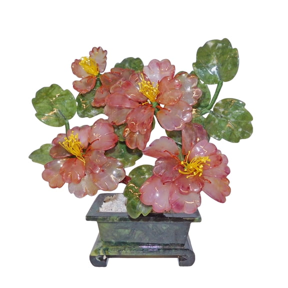 Oriental Stone Carved Four Flower Tree (Purple) - Oriental Furniture Warehouse