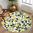 thumbnail image 3 of Summer Lemon Round Area Rug 5 FT, Non Slip Bedroom Rugs, Yellow Fruits Pastoral Green Botanical Washable Soft Circular Carpet Non-Shedding Floor Mat for Kitchen Dining Room Foyer Balcony Dorm, 3 of 8