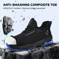 thumbnail image 3 of SPIEZ Composite Toe Shoes for Men, Slip-on ASTM F2412 Certified Safety Shoes Air Cushion Lightweight & Breathable Work Sneakers - Black/Blue Size 7.5, 3 of 10