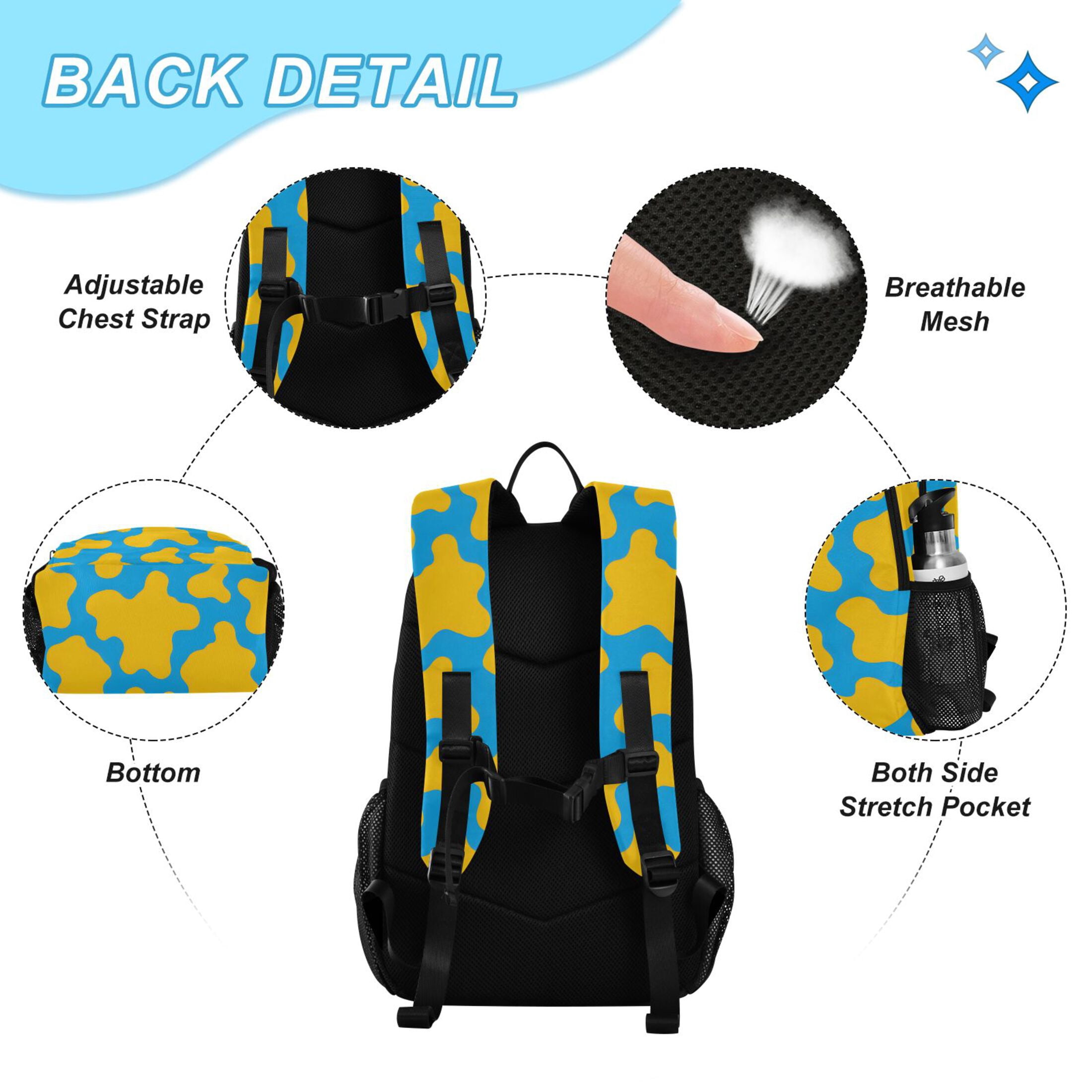 ALAZA Cow Print School Backpack Lunch Box Set Student Bookbag