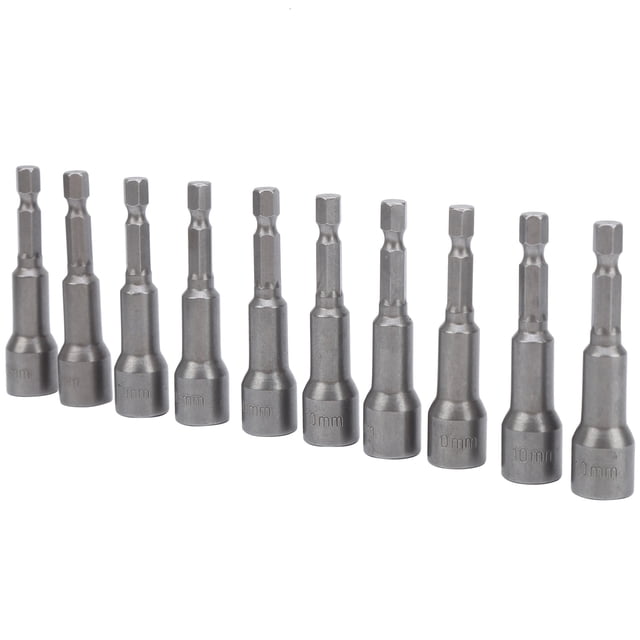 Nut Driver Set, 10Pcs 10mm Hex Socket Set With Strong Vanadium Steel Accessories