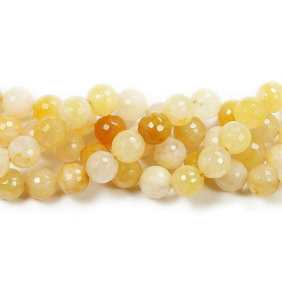 10mm Yellow Jade Faceted Round Beads Genuine Gemstone Natural Jewelry Making