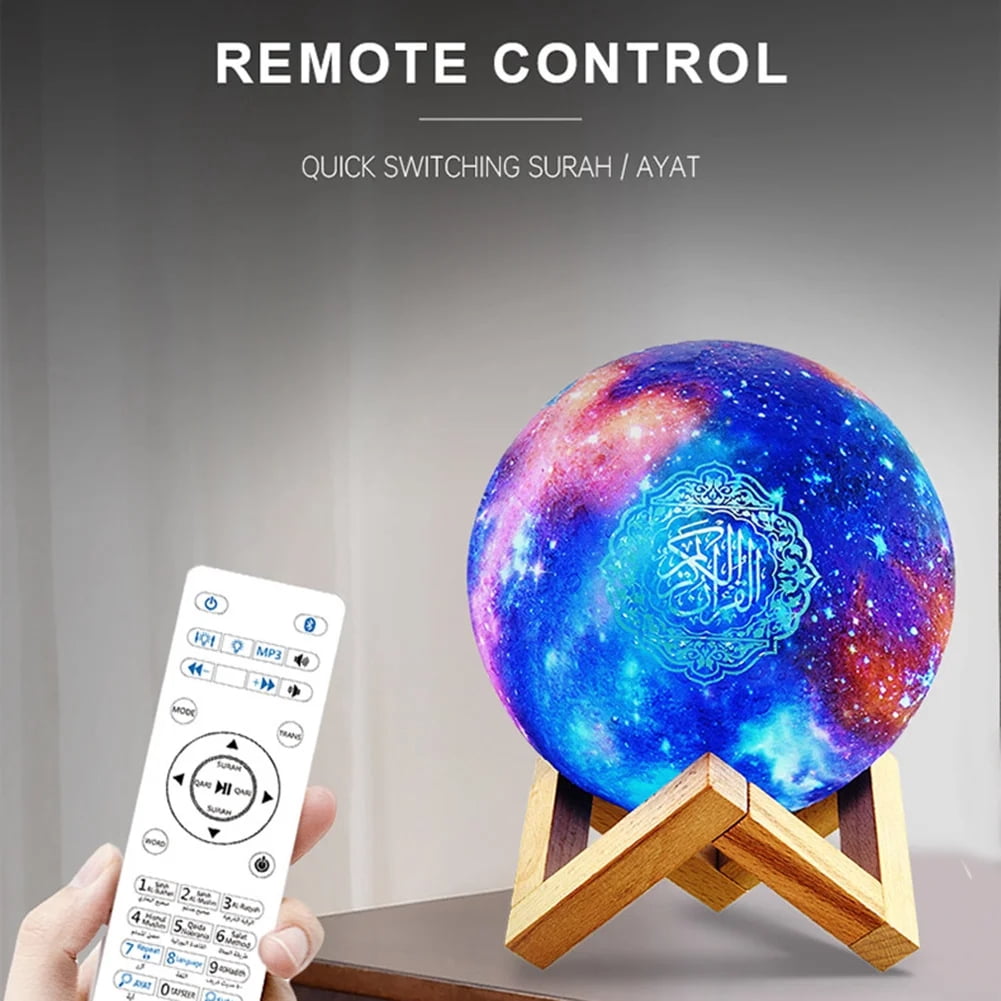 Quran Speaker with 3D Star Lamp Wireless Bluetooth, Remote & Touch Control, RGB Night Light,MP3,Muslim gift