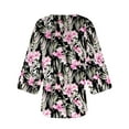 thumbnail image 3 of Htigea Womens Kimono Cardigans Lightweight Half Sleeve Open Front Cardigan Comfy Chiffon Print Cardigan Tops Black,L, 3 of 4