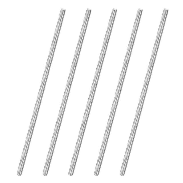 Uxcell Paquete de 5 Varillas Roscadas Completas, M8x300mm Barra de Rosca Derecha de Acero Inoxidable 304