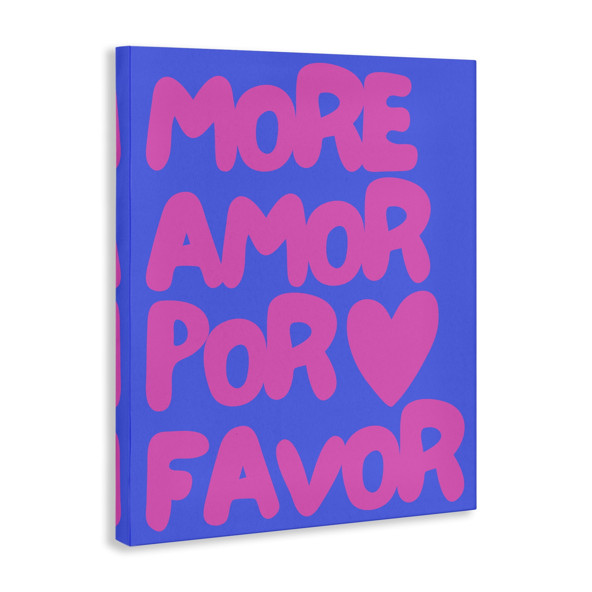 Stupell Industries More Amor Blue & Pink Text & Numbers Painting Wrapped Canvas Art Print Wall Art, 24 x 30