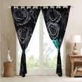 thumbnail image 4 of Black Teal Rose Curtains & Drapes Romantic Floral Curtains 30%-50% Blackout,Roses Window Curtains for Women Living Room,Couple Wedding Valentines Day Gifts Flower Curtains, 4 of 6