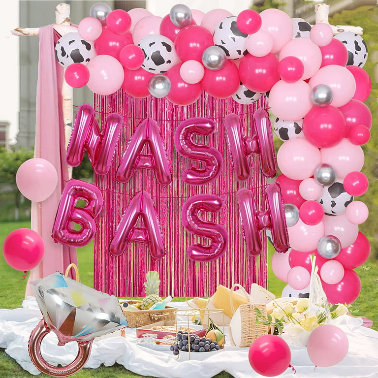 Nashville Bachelorette Party Decor Hot Pink for Women Nash Bash Banner  Bridal Shower Balloons Arch Garland Kit Fringe Curtain and Diamond Foil  Balloon Supplies for Western Wedding Engagement Party 