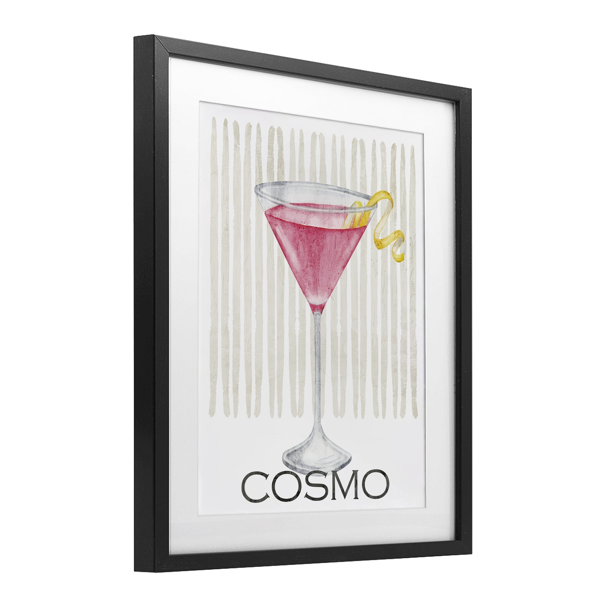 Stupell Industries Pink Cosmo on Stripes Black Framed Print Under Glass, design by Kim Allen