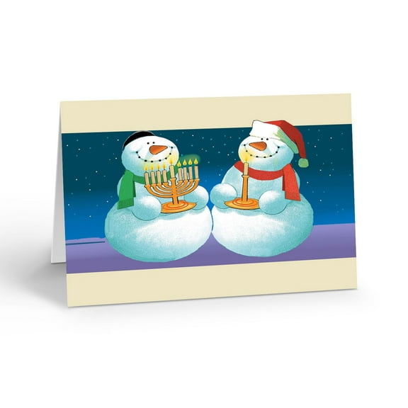 Stonehouse Collection Hanukkah - Christmas Holiday Greeting Cards, Snowman Holid