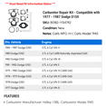 thumbnail image 2 of Carburetor Repair Kit - Compatible with 1977 - 1987 Dodge D150 1978 1979 1980 1981 1982 1983 1984 1985 1986, 2 of 2