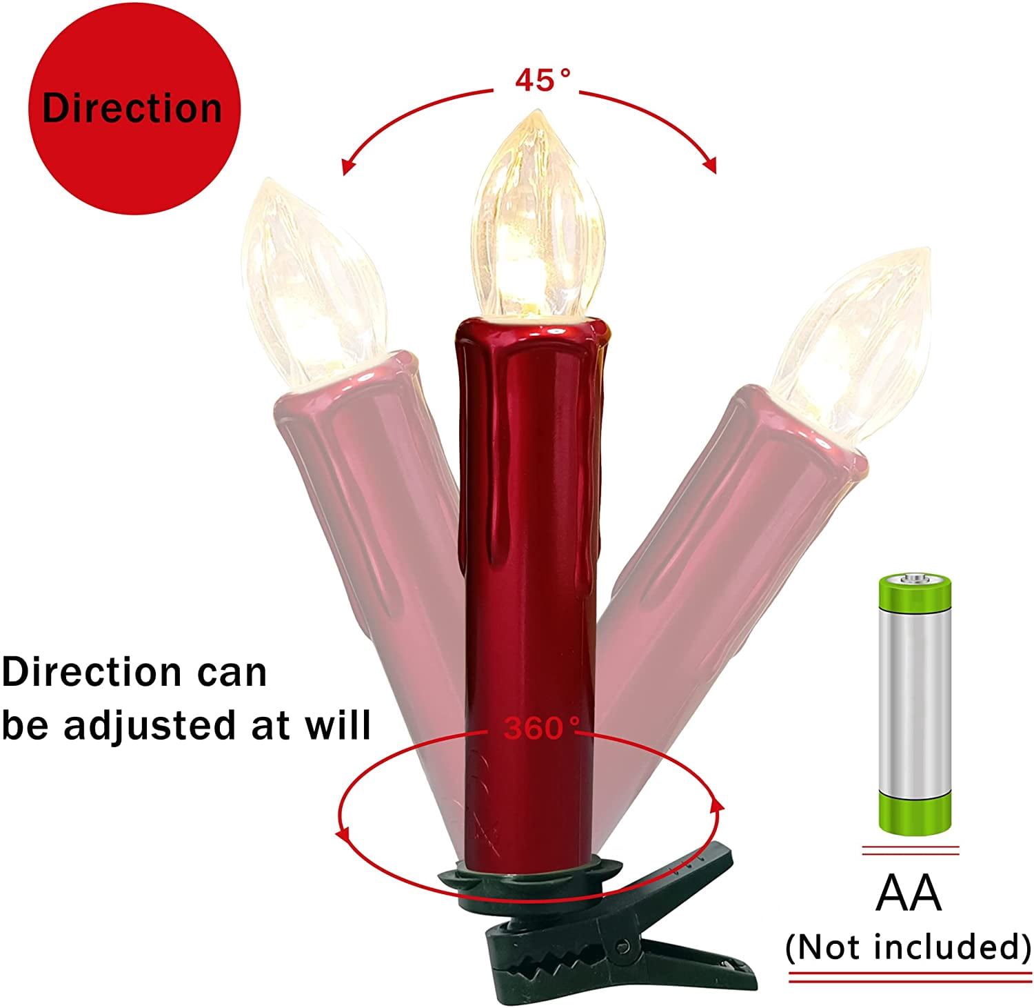 XINAOBAOLUO 4inches Red Short Candlesticks LED Taper Candle, Remote Candle Sticks Flameless Candles with Clip Flickering Warm White Lights for Wedding Party Baroque Chandelier