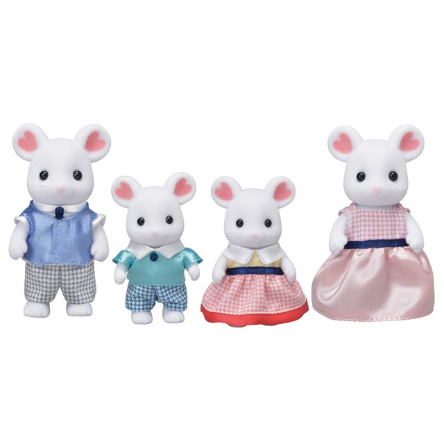 Calico Critters, Familia Marshmallow Mouse, Muñecas, Figuras de casa de muñecas, Juguetes coleccionables, 3 pulgadas