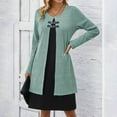 thumbnail image 5 of Olyvenn Women's Long Sleeve Buttoned Dress Sweater Fake Two-Piece V-Neck Casual Fashion Regular Length Lightweight Stretchy Breathable Fall Winter Dress Everyday Wear Green XXL, 5 of 9