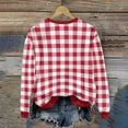 thumbnail image 6 of Tops for Women Plus Size Christmas Plaid Printed Long-sleeved Fleece Round-neck Vintage Letter Casual Sporty Sweatshirt Red XXXL, 6 of 6